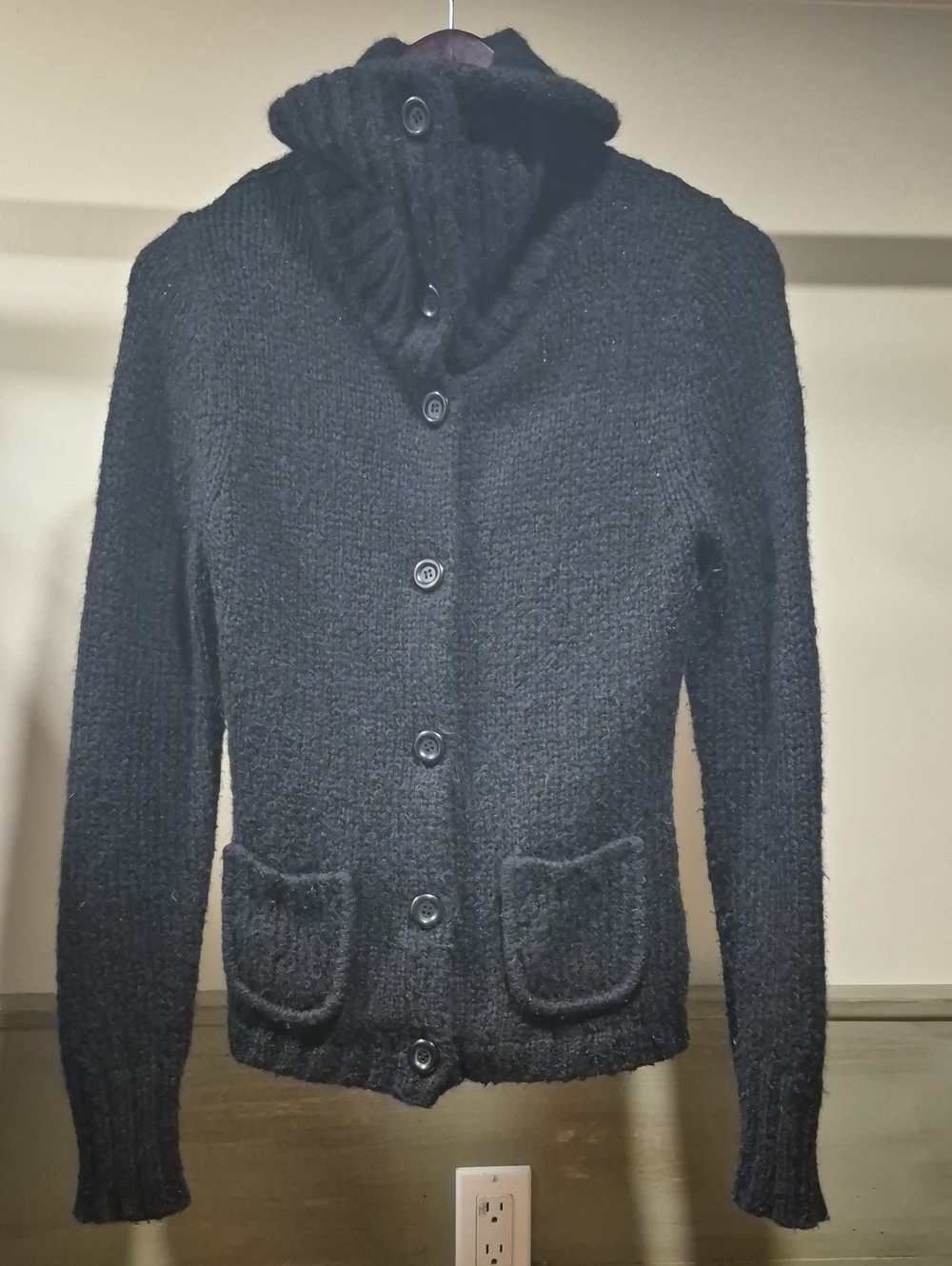 Jacob Black Button-Up Shawl Collar Cardigan